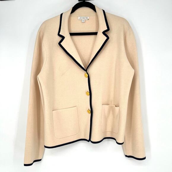 J Crew Tipped sweater blazer BS976 Women's Size XL - Picture 2 of 13